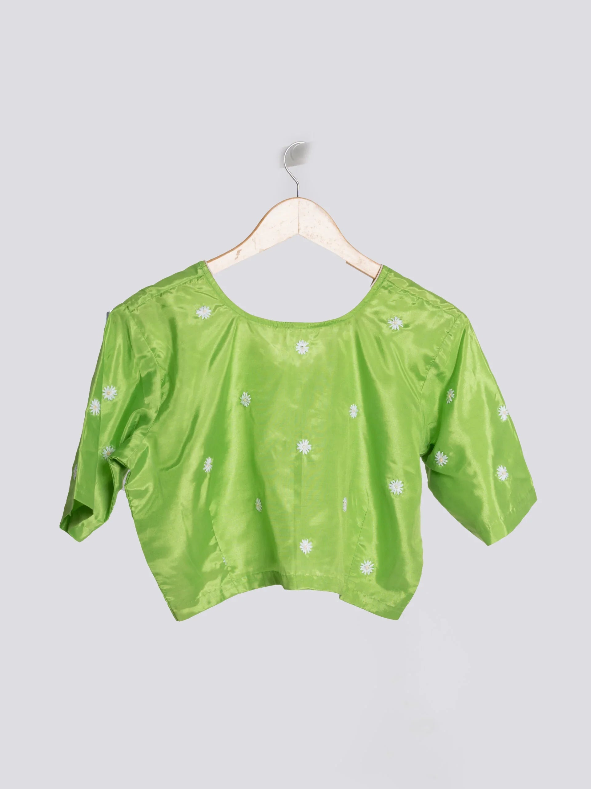 Blooming Blooms – Blue Cotton Silk Hand Embroidered Blouse (Non-Padded) - Kozylook